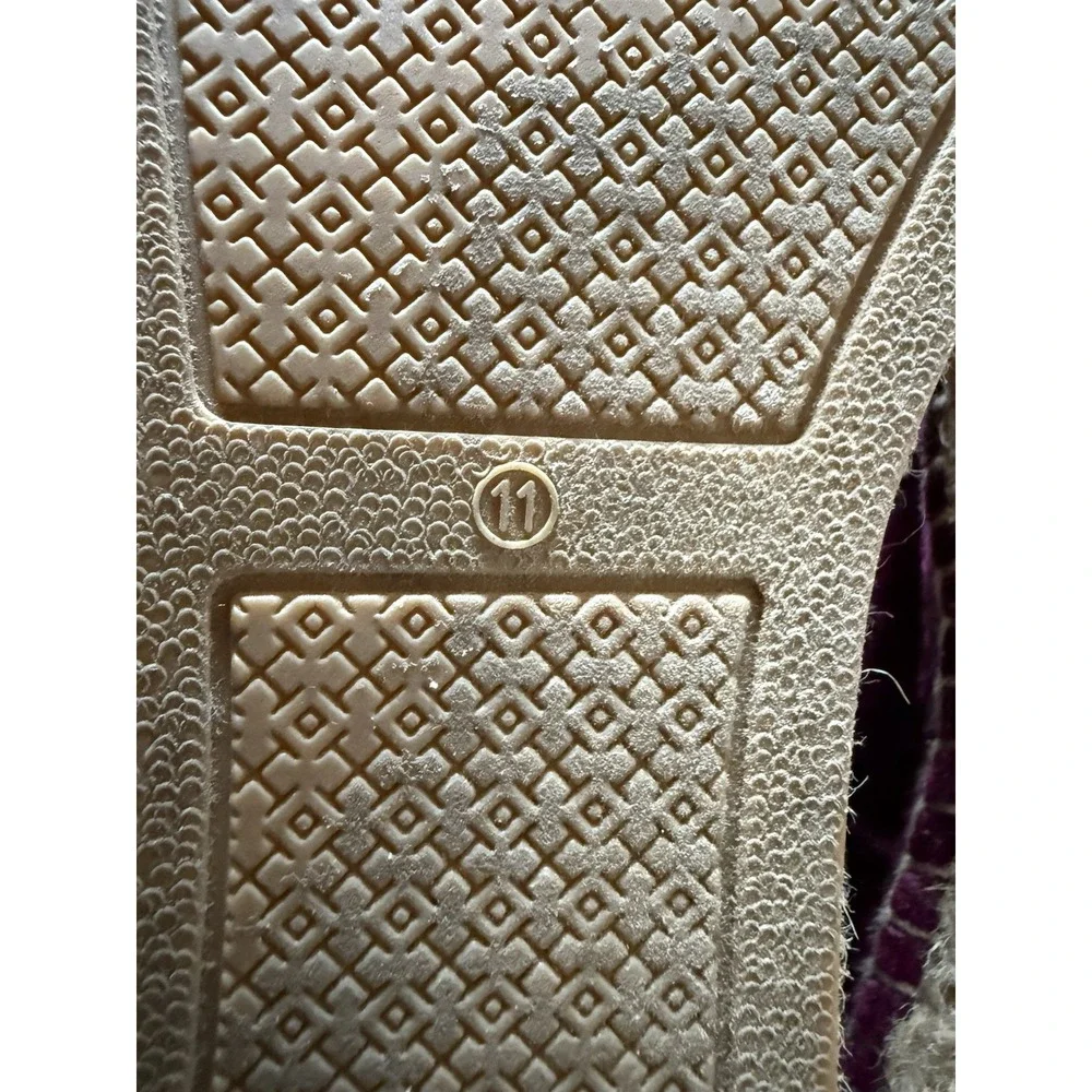 Tory Burch Velvet Platform Espadrille Size 11 Velvet Upper Black Cherry